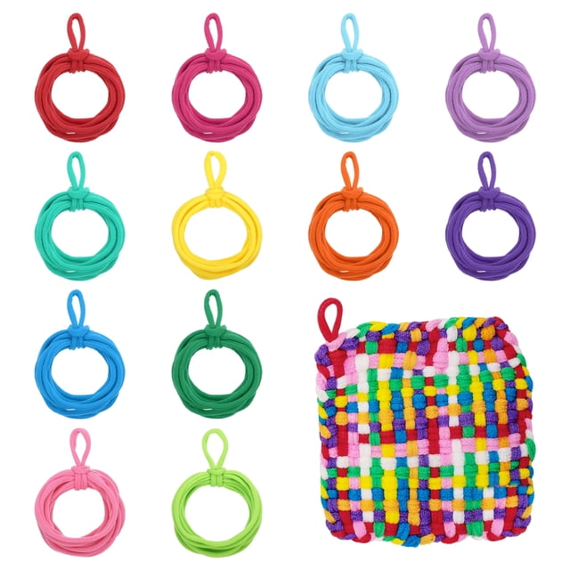 Uxcell 192 Pcs Potholder Loom Refill Loops, Elastic Potholder Weaving Refill Loops Knitting Kit Supplies in Rainbow Colors for Girls DIY Crafts 7" Weaving Loom, 12 Colores