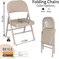 thumbnail image 2 of Folding Chairs 2 Pack,Portable Stackable Seat with Steel Frame and Soft PU Cushion(Beige), 2 of 9
