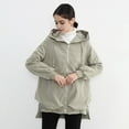 thumbnail image 6 of Fall Spring Women Jacket Short Front Long Back Split Hem Hooded Drawstring Zipper Closure Cardigan Windproof Outdoor Overcoat Travel Camping Coat, 6 of 8