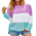 thumbnail image 4 of Women Casual Long Sleeve  Neck Colorblock Sweatshirts, 4 of 8