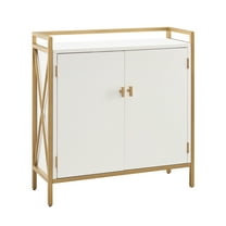 Leick Home Claudette Mixed Metal and Wood Entryway Cabinet, White/Gold
