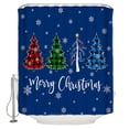 thumbnail image 2 of Navy Blue Christmas Waterproof Fabric Shower Curtain, Xmas Tree Winter Snowflake Shower Curtain for Bathroom Curtains Bathtubs Hotel Washable Shower Curtains with 12 Hooks Stall 48x72in, 2 of 6