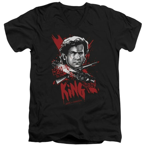 Army Of Darkness Hail To The King Adult V-Neck T-Shirt Black