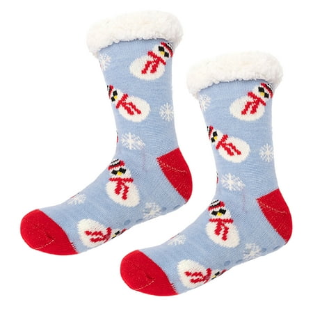 

Qcmgmg Casual Warm Cozy Soft Slipper Socks for Women Fuzzy Thick Christmas Fluffy Winter Socks