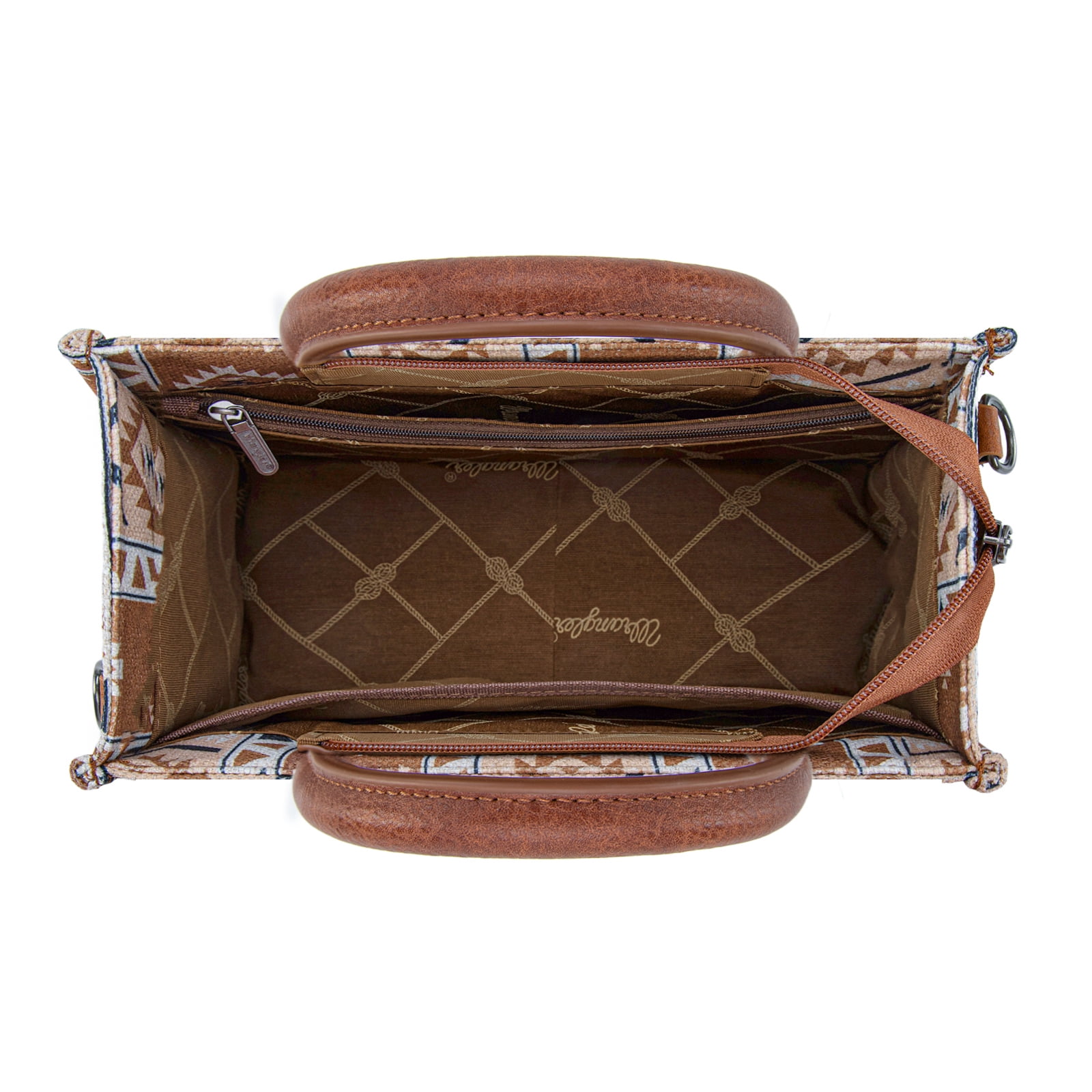 Wrangler Aztec Tote Bag for Women Boho Shoulder Purses and Handbags, Aztec Brown