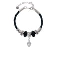 thumbnail image 2 of Delight Jewelry Silvertone Small Acorn with Crystals Lil Sister Celtic Knot Leather Bead Bracelet, 7"+2" Extender, 2 of 4