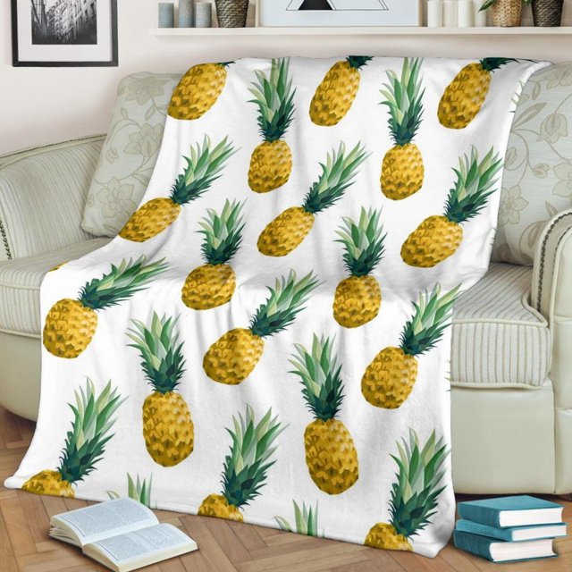 Cqxid Blanket Under $10 Fruit Velvet Blanket Air Conditioning Blanket Thickened Blanket Nap Blanket Pineapple Fruit 3D Printed Velvet Leisure Children's Blanket Picnic Blanket 1PC