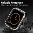 thumbnail image 4 of KOMI Compatible for Apple Watch Case 38mm 40mm 42mm 44mm Bling Crystal Diamonds Rhinestone Bumper Cover for Women Girl, Hard PC Protective Frame for iWatch Series 6/5/4/3/2/1/SE/SE2-42mm Black, 4 of 8
