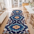 thumbnail image 3 of Hallway Runner Rug 2'x6', Orange Blue Kitchen Runner Rugs Non-Slip Carpet Mats, Morocco Boho Abstract Floral Ethnic Tribal Bedside Rugs Runners Washable Floor Carpet for Bathroom Laundry Room, 3 of 8