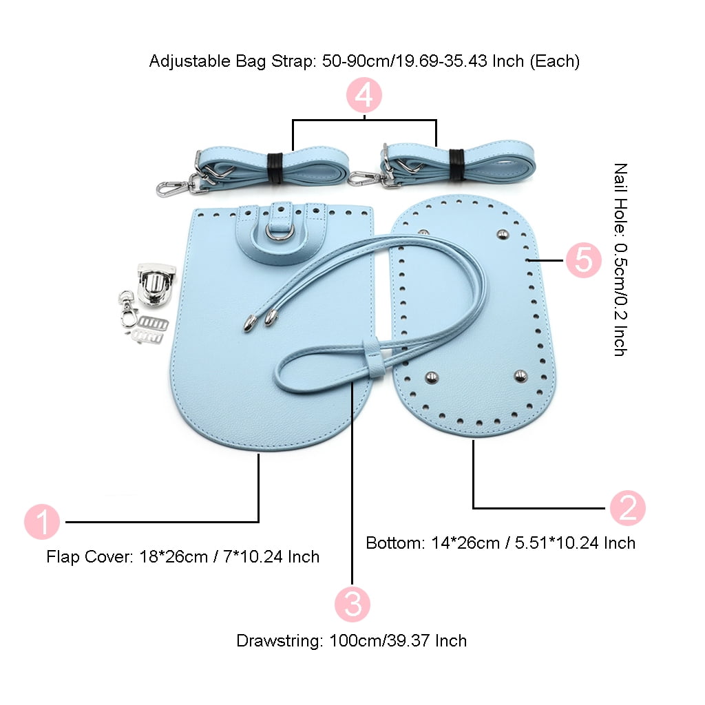 7x Leather Bag Bottom Mat Cushion Pad Flap Cover Drawstring Handbag Bag Making Light Blue