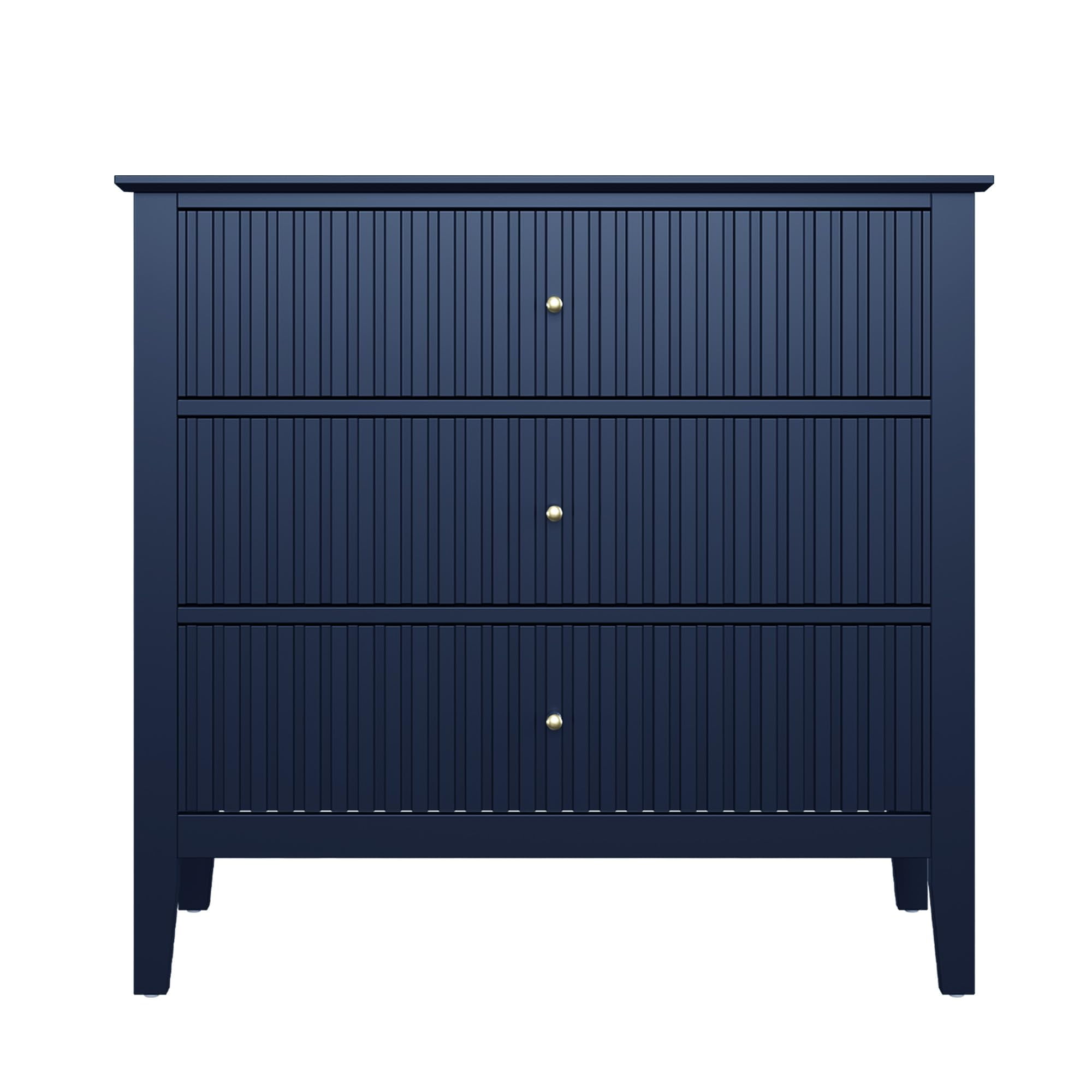 May in Color Large 3 Drawer Dresser Set of 2, Fluted Modern Tall Nightstand for Bedroom Living Room Entryway, Blue