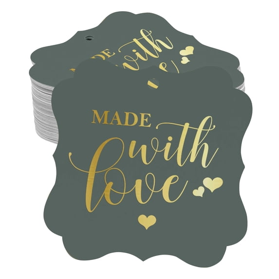 Inkdotpot Made With Love Wedding Bottle Tag Real Gold Foil Favor Bracket Shape Hang Tags Pack Of 100