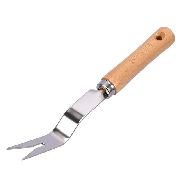 Désherbeur de Jardin en Acier Inoxydable Réutilisable Poignée de Bois Désherbant Outil de Désherbage