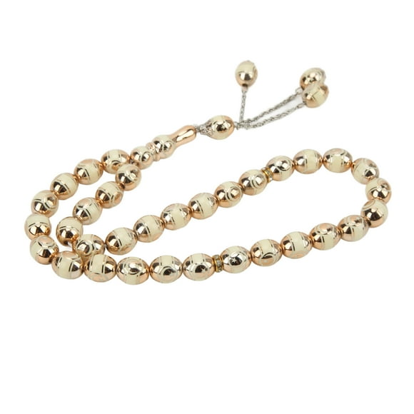 Dekaim Chapelet Perles Blanc Beige Lac Bleu Vert Couleur Motif Étoile Résine 33 Perles De Prière Pour Cadeau De Décoration Quotidienne(Beige)