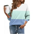thumbnail image 5 of Womens Fleece Fall Clothes, Long Sleeve Pullover for Women Plus Size Fashion Loose Fit Color Patchwork V Neck Sweatshirts, 5 of 5