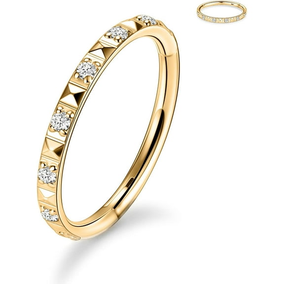 Septum Clicker Hoop 16g Septum Jewelry Septum Ring Daith Earrings Nose Hoops Surgical Steel Lip Rings with CZ and Pyramid Helix Rook Lobe Piercing Jewelry