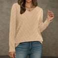 thumbnail image 4 of EDFBUYKRS Women Tops Fall Casual Long Sleeve Loose Fit Tunic Tops V Neck Lace Blouses Comfy Soild Color Tshirts Size M, 4 of 9