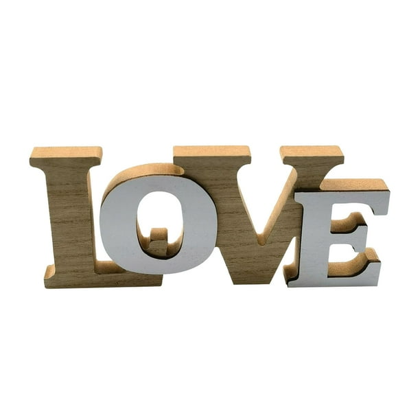 Letrero de amor recortado, adorno duradero, letrero de madera con para decoración de mesa, estante de aniversario de boda de granja