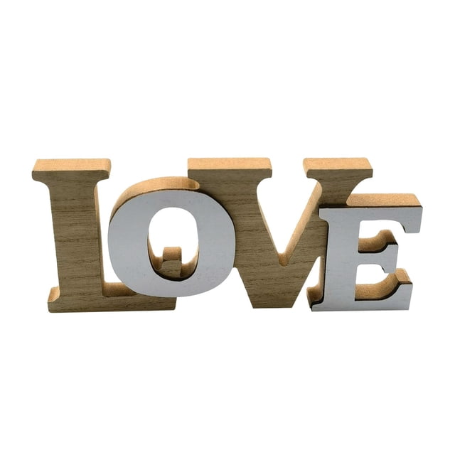 Letrero de amor recortado, adorno duradero, letrero de madera con para decoración de mesa, estante de aniversario de boda de granja