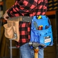 thumbnail image 4 of 10 Pocket Tool Belt Pouch Heavy Duty Suede Leather Fits Hammer And Nails - Blue, 4 of 10