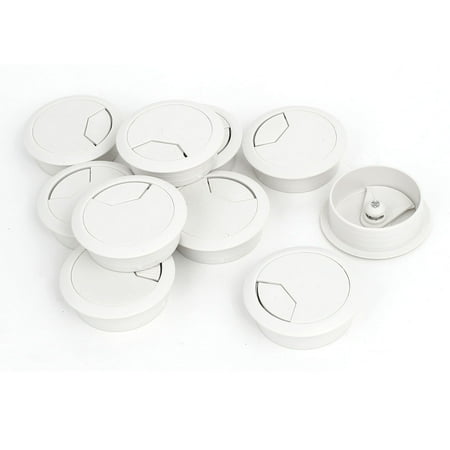 Computer Desk Plastic Round Grommet Wire Cable Hole Covers White