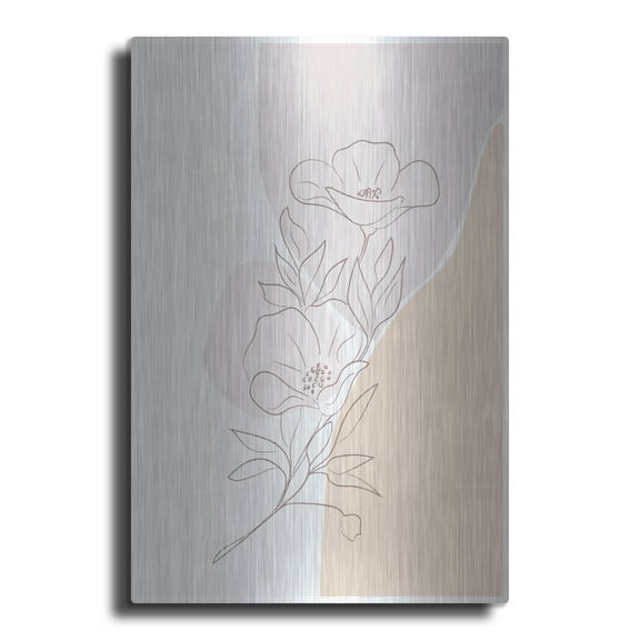 Luxe Metal Art 'Abstract Minimal Magnolia' by Sabrina Balbuena, Metal Wall Art, 12"x16"