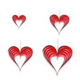 thumbnail image 3 of Heart Shaped Hanging Decoration for Party Set of 4Pcs Red 3D Paper Decor, 3 of 4