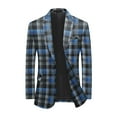 thumbnail image 3 of Cloudstyle Men's Plaid Print Notch Lapel Single-Breasted One-Button Blazer with Center Back Vent, 3 of 10