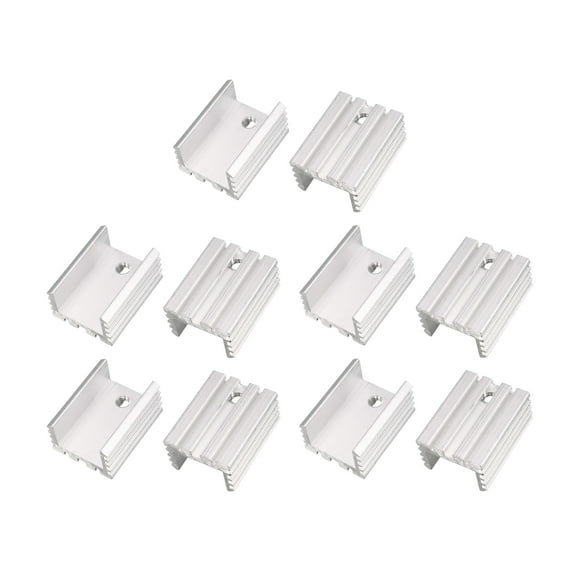 Uxcell 10 Pcs 0.83" x 0.6" x 0.4" Silver Tone Aluminum Heat Sink M3 Screw Hole for TO-220 Transistors