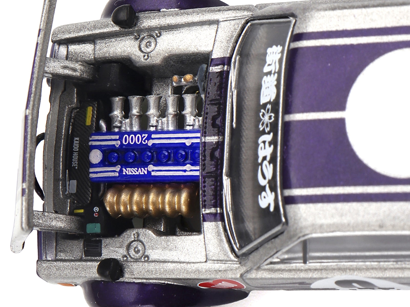 Nissan Skyline 2000GT-R "Kaido Works V1" RHD #0 Silver Metallic with Purple "Kaido House" 1/64 Diecast Model Car by Mini GT