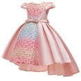thumbnail image 2 of Zpanxa Toddler Girls Princess Dress, Little Girls Party Wedding Dress, Lace Bowknot Cute Mermaid Beading Dress, Kids Pageant Flower Girl Sleeveless Dress, Birthday Gifts for Girls Pink (8-9 Years), 2 of 8