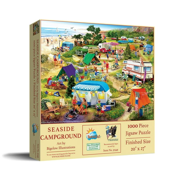 SUNSOUT INC - Seaside Campground - 1000 pc Jigsaw Puzzle by Artist: Bigelow Illustrations - Finished Size 20" x 27" - MPN# 31549