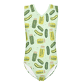 thumbnail image 4 of VNKIDY Girls One Piece Swimsuit Pickle Print V Neck Sleeveless Crewneck High Waist Stretchy Onesie Bathing Suit For Beach Pool Summer Wear Trendy Swimwear Green 11-12 Years, 4 of 5