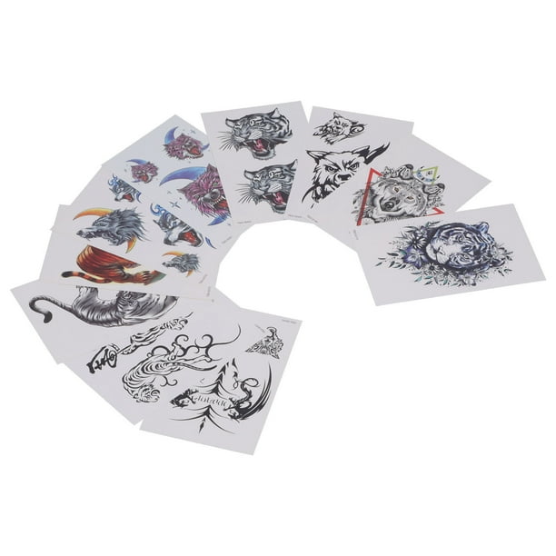 Tatuaje Falso, Patrones de animales Ricos Tatuajes temporales fácil Eliminar Los 10 Piezas Impermebles para la Vida para la Vida Diaria para la natació para la fiesta