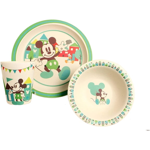 Disney Mickey Celebration 3pc Bamboo Dinnerware  Set