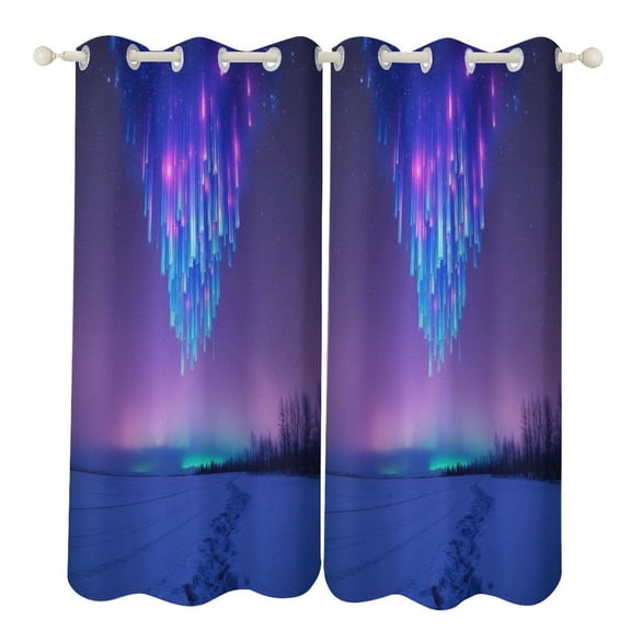 Aurora Borealis Night Glow Window Blackout Curtain 3d Printed Blackout Curtain Bedroom Living Room Hotel Window 2 Panel Shade