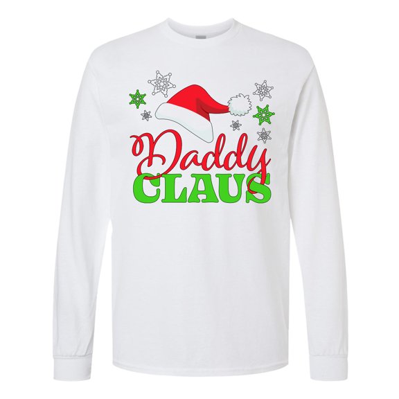 Inktastic Daddy Claus with Christmas Santa Hat and Snowflakes Long Sleeve T-Shirt