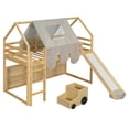 thumbnail image 4 of Twin size Wooden Loft Bed House-shaped Frame with a Tent, Natural+Beige, 4 of 10