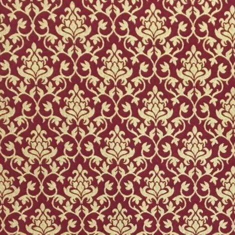 Decora Furnishings Damask Design Jacquard Material Polyester-Cotton Fabric Blend for Upholstery, Window Treatments, Craft - Width 54 inches - Fabric by The Yard (Maroon)
