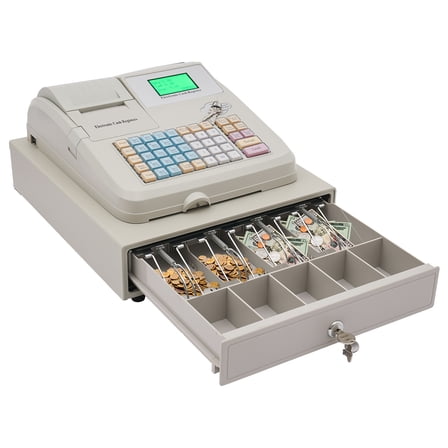 48 Keys 8 Digital LED Cash Register, Commercial Electronic Cash Register, Cash Register Customer-Facing Digital LED Display&Thermal Receipt Printing for Supermarkets, Store, Retail Shops