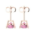 thumbnail image 4 of Rose Solid Solid Gold Solitaire Stud Everyday Dainty Earrings - 4 Ct Brilliant Round Cut Studs Pink Diamond 14K, Everyday Dainty Earrings Push Back, 4 of 7