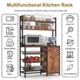 thumbnail image 3 of Chnnmbrn Kitchen Bakers Rack Large Brown Wood Shelf With Pulled-Out Baskets and Cabinet,Microwave Oven Stand, 3 of 10