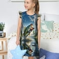 thumbnail image 4 of Balery Largemouth Bass Jumping Out of The Water Camisón de princesa para niñas, pijama de algodón con mangas abullonadas, suave y bonito.-Small, 4 of 6