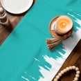 thumbnail image 3 of Abstract Teal Table Runner 48 Inches, Modern Minimalist Graffiti Artwork Bed Runner Dresser Scarves Tabletop for Indoor Outdoor Parties/Ceremony/Banquet, 13" x 48", 3 of 9