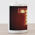 thumbnail image 3 of Letter T Ceramic Toothbrush Holder, Cinema Circus Club Theme Old Fashioned Show Business Inspired Typography, Decorative Versatile Countertop for Bathroom, 4.5" X 2.7", Ruby Yellow Black, 3 of 4