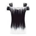 thumbnail image 4 of Fiudx Ofertas Del Día Blusas Plegables con Cuello En V para Mujer, Camisas con Hombros Descubiertos, Top de Manga Corta Estampado, 4 of 5
