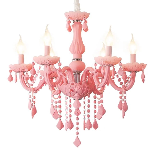 Candil de Techo Cristal Cortado D'Gala Iluminación DG9132 Rosa de 6 Luces