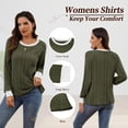 thumbnail image 3 of Long Sleeve Shirts for Women Fall Tops Lightweight Clothing Trendy Winter Clothes Tunic Crew Neck,XL,Green, 3 of 8