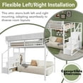 thumbnail image 5 of Mirightone Full Loft Bed with Stairs, 500 lb Heavy-Duty Metal Loft Bed Frame with Storage Shelves, Wardrobe & Safety Guardrail for Teens, White, 5 of 10