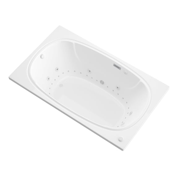 Charleston 48 x 72 Rectangular Air and Whirlpool Jetted Bathtub in White with Reversible Drain